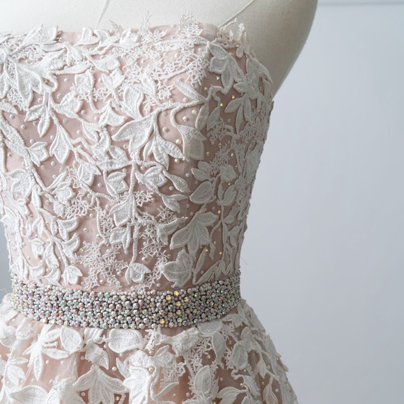 SHERRI HILL Tulle Strapless Appliqué Gown - Picture 5 of 8